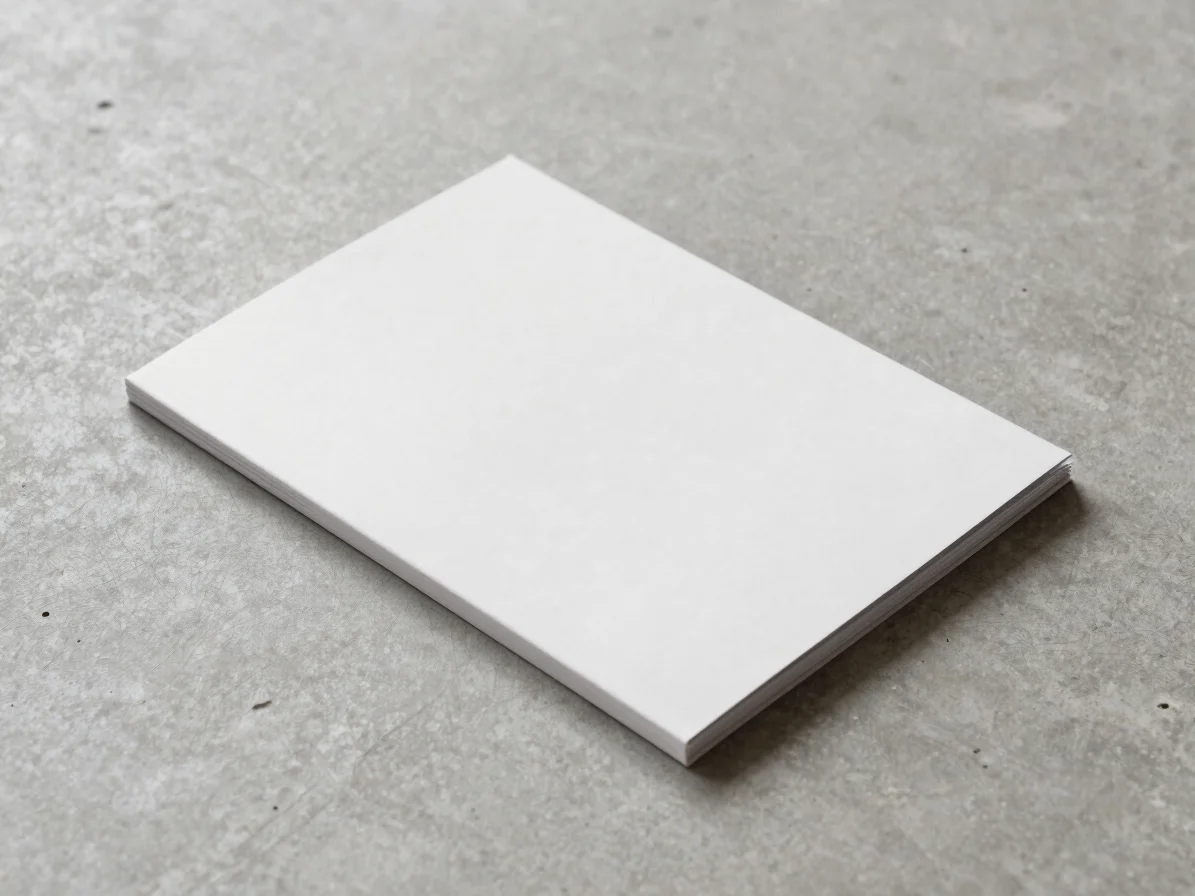 Minimalist editorial photograph of a perfectly bound corporate br