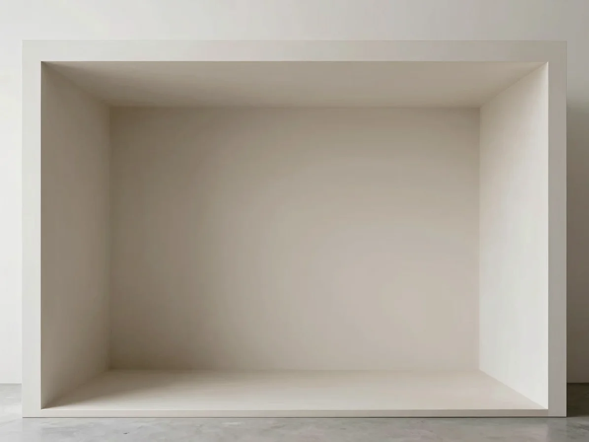 Minimalist editorial photograph of an empty, elegantly designed e